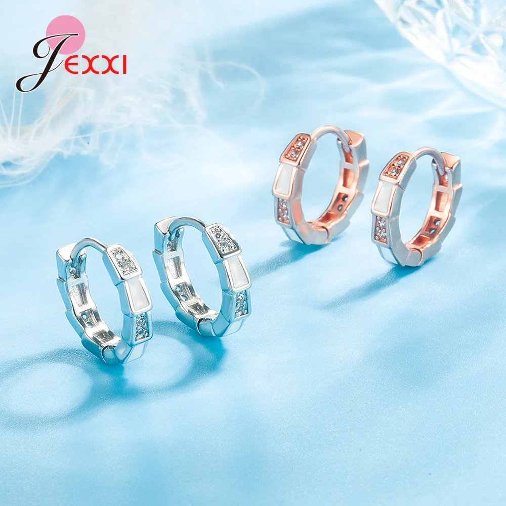 Neue Hochzeit-Ohrringe aus 925er-Sterlingsilber mit geometrischen Strasssteinen für Frauen und Mädchen, Sterling-Silber-Schmuck – Detail 2