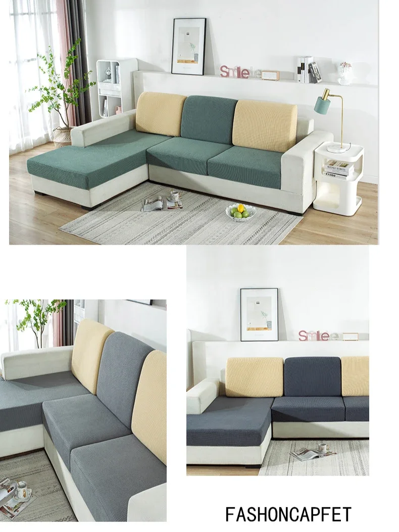 Jacquard Sofa Seat Cushion Cover Elastic Removable Sofa Cover Furniture Protector L Shape Armchair Single Sofa Slipcovers 6