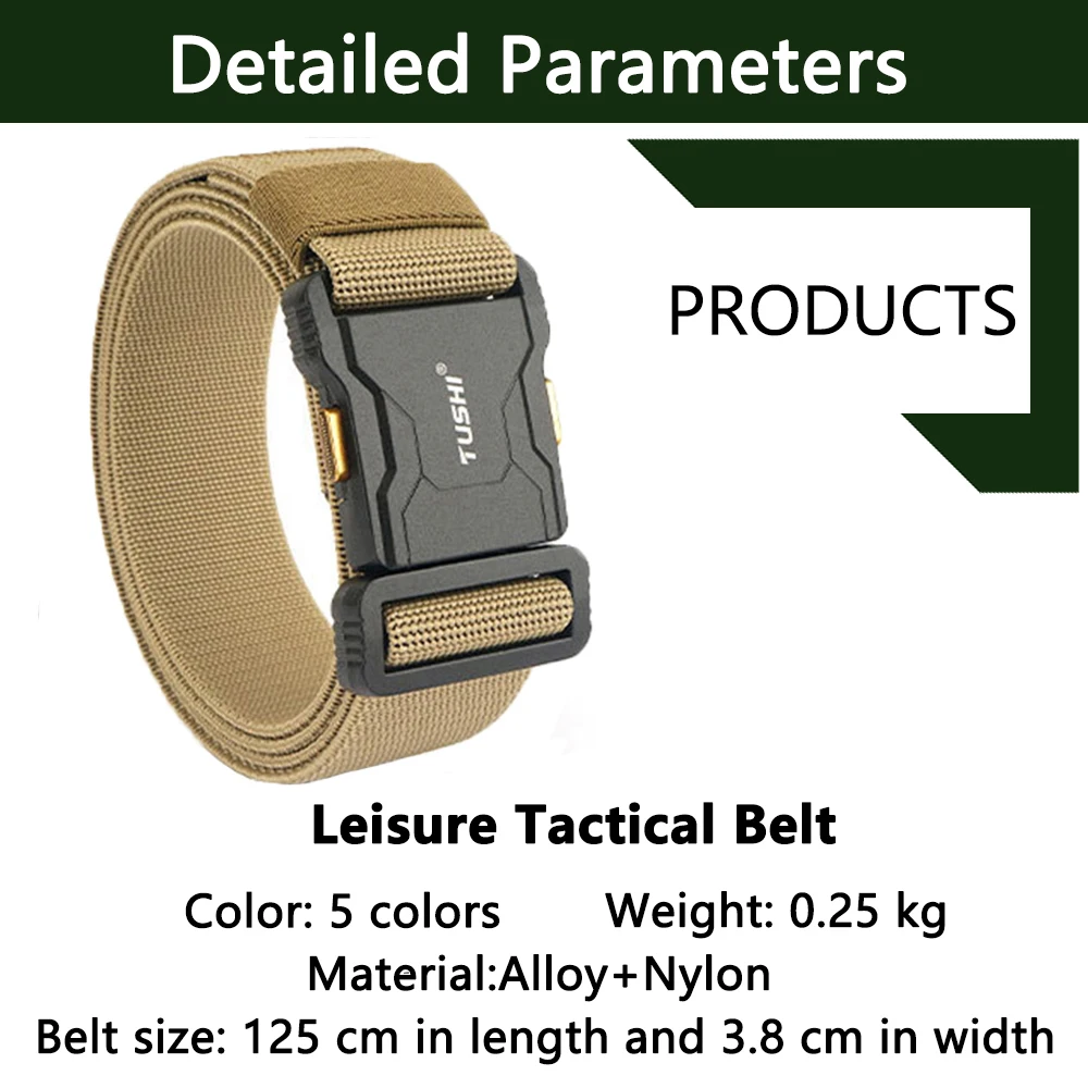 Tushi neuer taktischer Outdoor-Gürtel für Männer und Frauen Schnalle aus Aluminium legierung Schnell verschluss elastischer Gürtel Freizeit gürtel Jeans Bund – Detail 13