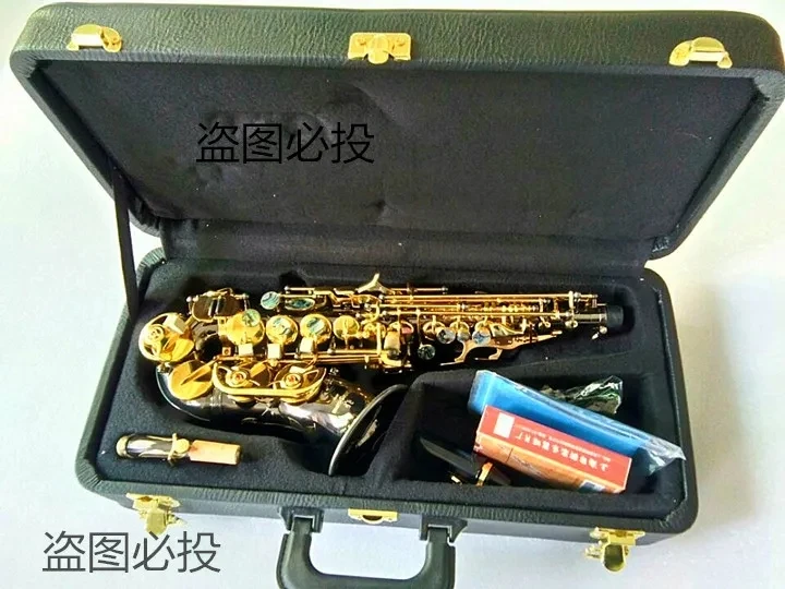 Professional Curved soprano saxophone S-991 black nickel gold Paint gold key with accessories