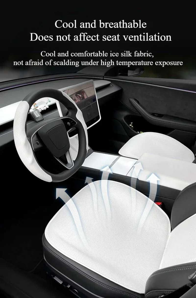 Ice Silk Cushion for Tesla Model 3 Highland 2025 Seat Cover Summer Breathable Co