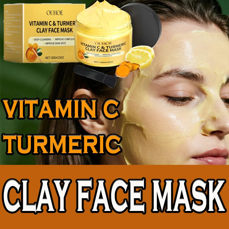 Description Picture 4 of itemTurmeric VitaminC Clay Mask Deep Cleansing Facial Improves Dark Spots Hydrating Skin Care Tightens Skin Evens Skin Tone