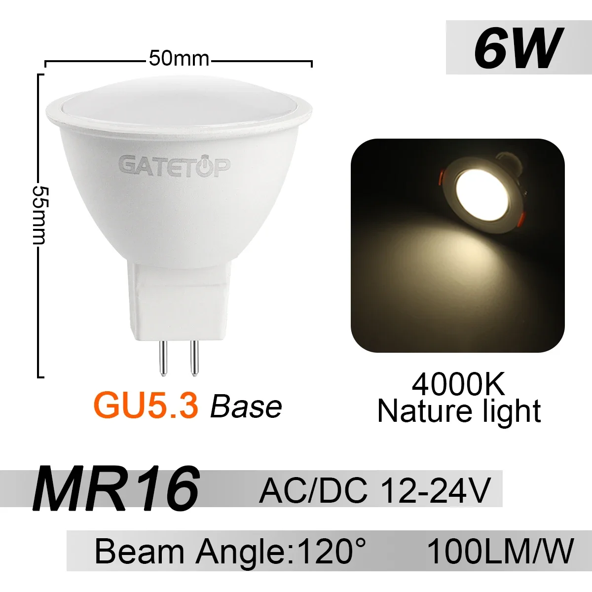 6W 120D 4000K