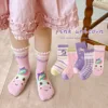 Spring Children's Socks Cute Cartoon Unicorn Pattern Cotton Socks Baby Girls Mid Calf  Socks  5 Pairs 4