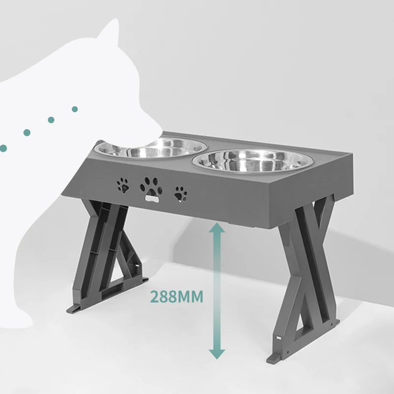 Pet Feeding Station With 3 Bowls Triple Small Dog Feeding 