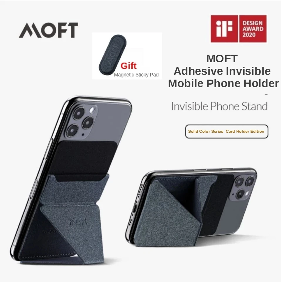 MOFT Adhesive Phone Holder Desktop Multi-Function Stand Foldable Apple Android Universal Portable Card Clamp Holder Integrated wooden mobile stand