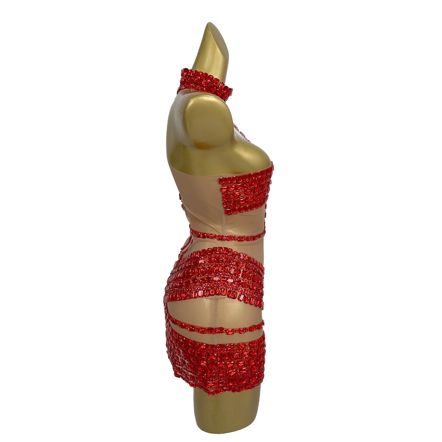 Cute Girl Red Dress Strapless Style Rhinestone Mini Skirt Women Festivals Parties Weddings Banquets Bridesmaid Dress Fangtang