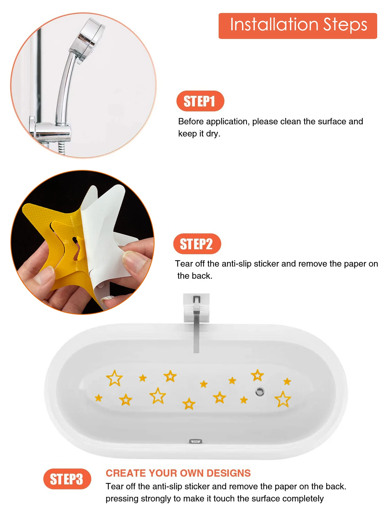 Bathroom Bathtub Anti-skid Stickers 10pcs for Shower Room Staircase Floor
