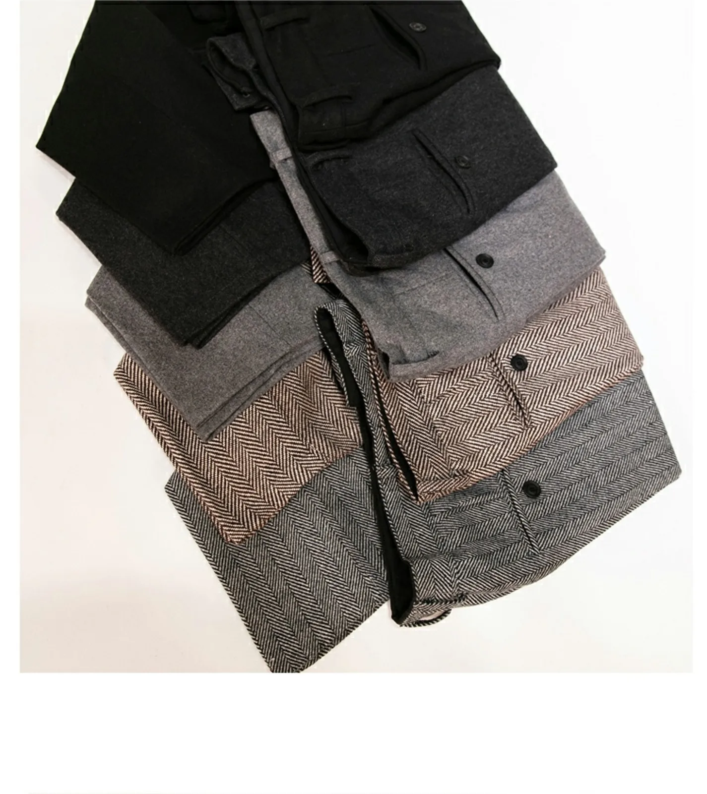 Herbst und Winter britische Retro-Hose aus Woll-Tweed mit Fischgrätenmuster für Herren in großen Größen – Detail 5