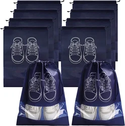 Pack of 5/10 Portable Non-Woven Shoe Storage and Travel Organizer Bags - M-10PCS (Navy)