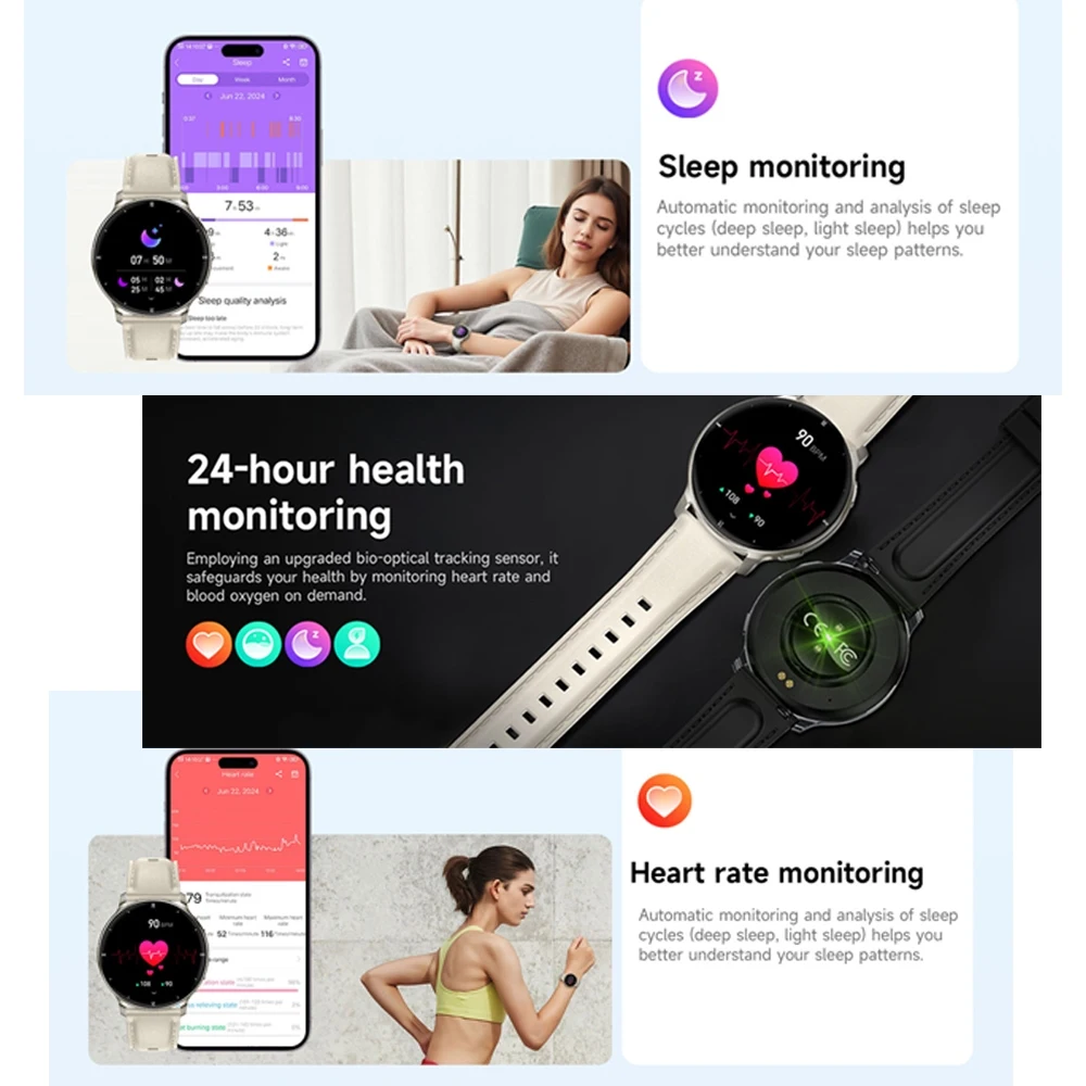 2026New 7.6mm Ultra-Slim SmartWatch Women Health Monitoring Outdoor Flashlight Sleep Monitoring Bluetooth Call Smart Watch Women 5