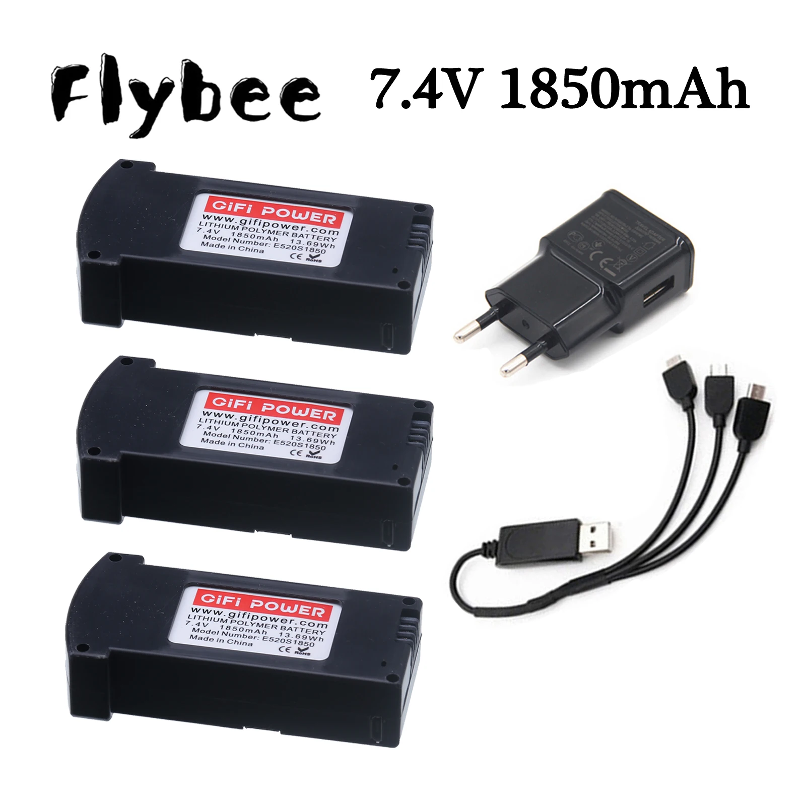 Lot de câbles chargeur drone 3-en-1 EU - 1/2/3 pièces