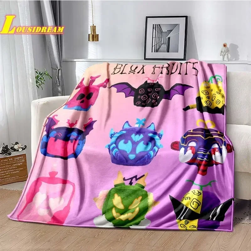 Cartoon game B-blox fruits printed blanket comfortable and beautiful children's blanket sofa sheet travel quilt birthday gift 4