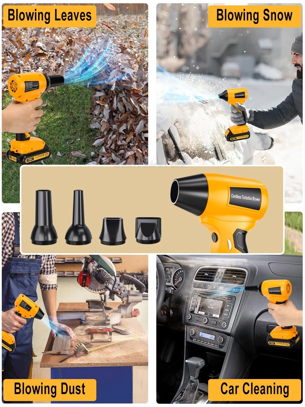 130000 RPM Cordless Leaf Blower for Dewalt 20V Battery Brushless Violent Turbo F