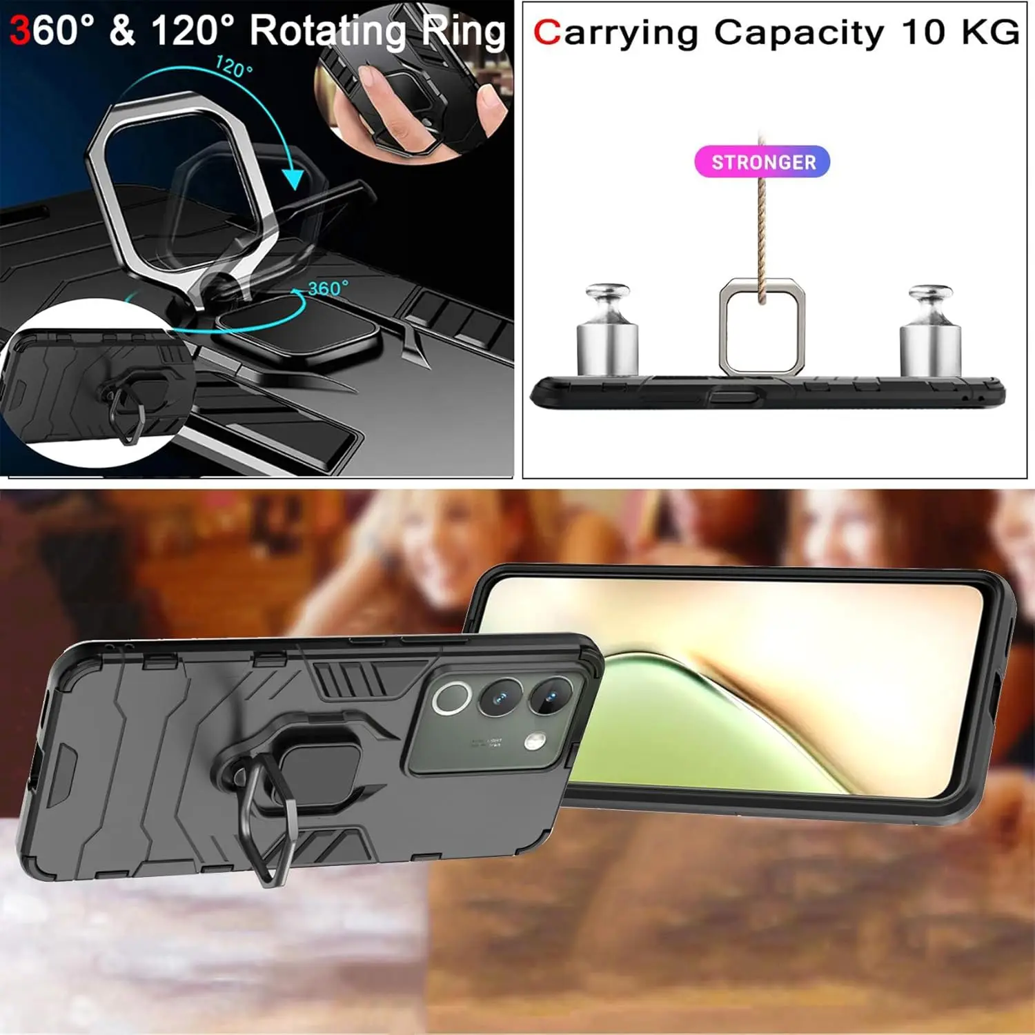 Magnetisk etui til VIVO V40 SE V30 Pro V30e V29 Lite V29e beskyttelsescover med ringholderbeslag skal fundas coque_voghion.com