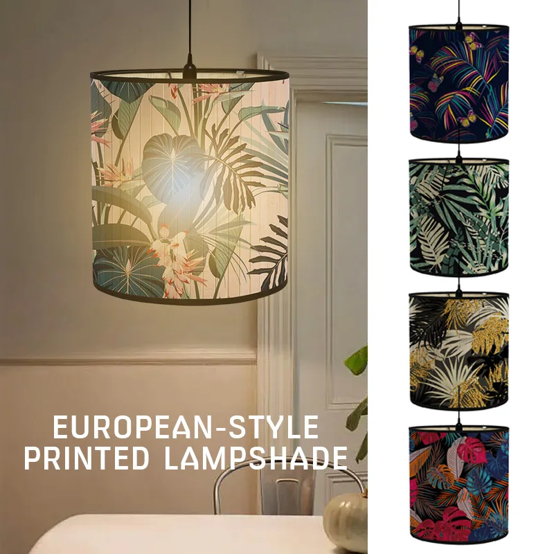 European Style Light Shade Tropical Plant Printed Lamp Shade Bedroom Homestay Chandelier Bamboo Art Home Decor Lampshades shade holder lampshades for table ceiling light frame frames home pendant iron bracket diy hanging chandelier