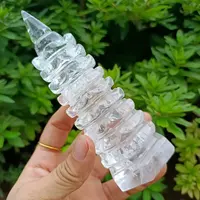 Natural White Crystal Wenchang Tower, White Quartz Crystal Hand-Carved Tower, Mineral Reiki Healing Tower, Energy Degaussing Tow 1