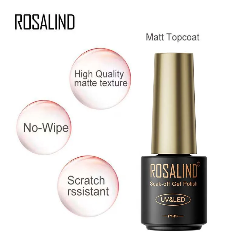 

Rosalind 1pcs Matt Top Coat Nail Art Gel Polish 7ml Matte Top Coat LED UV Soak Off Hot Sale Gel Polish