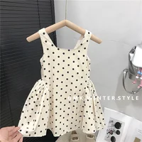 Robe d'été à pois pour filles, nouvelle collection, avec nœud, sans manches, style princesse, décontractée, vêtements doux, mode enfant, Vestidos, 2-8 ans 3