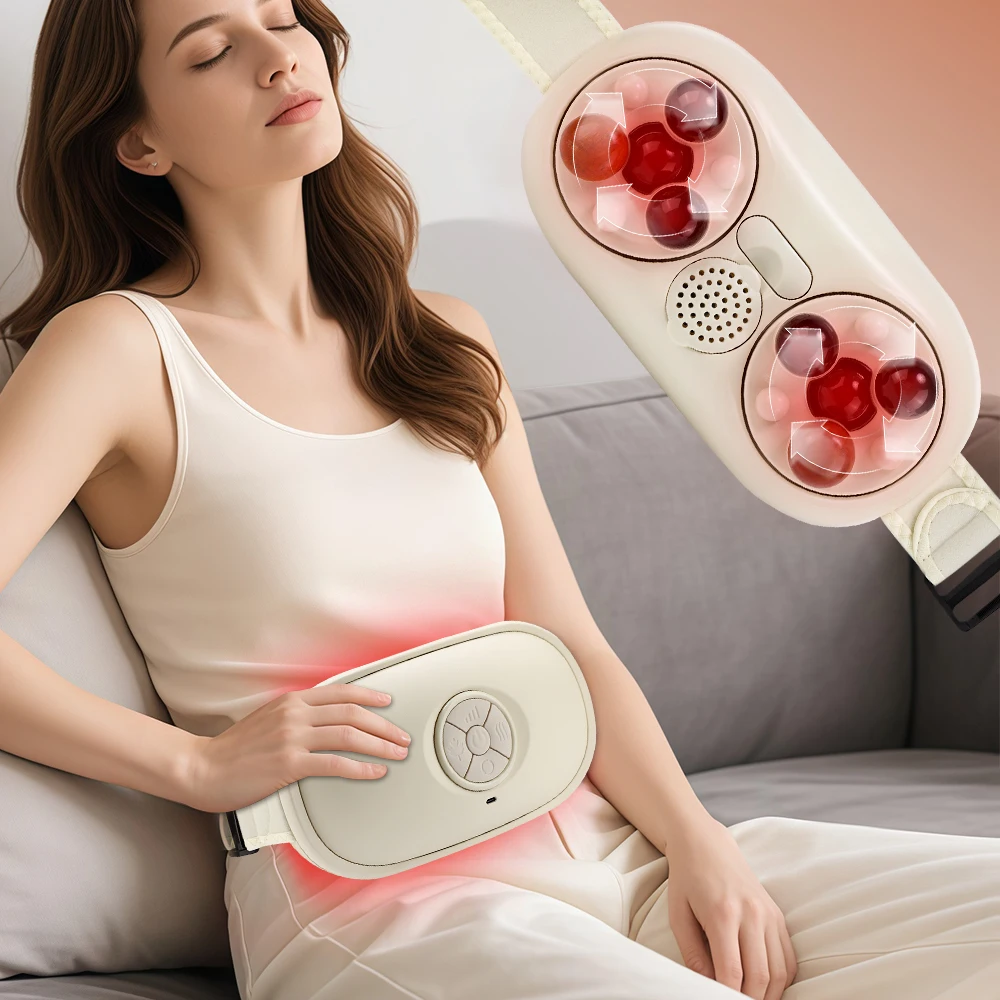 Electric Abdominal Massager Bian Stone Kneading 2-Level Heated Fat Burner 3-Inte