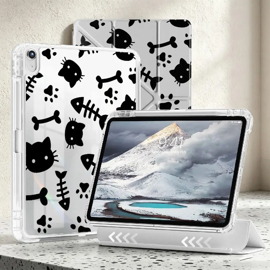 Cute Cat Tablet Case with Pen Slot Cover