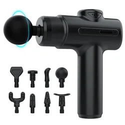 Versatile Electric Deep Tissue Massage Gun with 8 Interchangeable Heads for Full Body Relaxation & Recovery (Black)