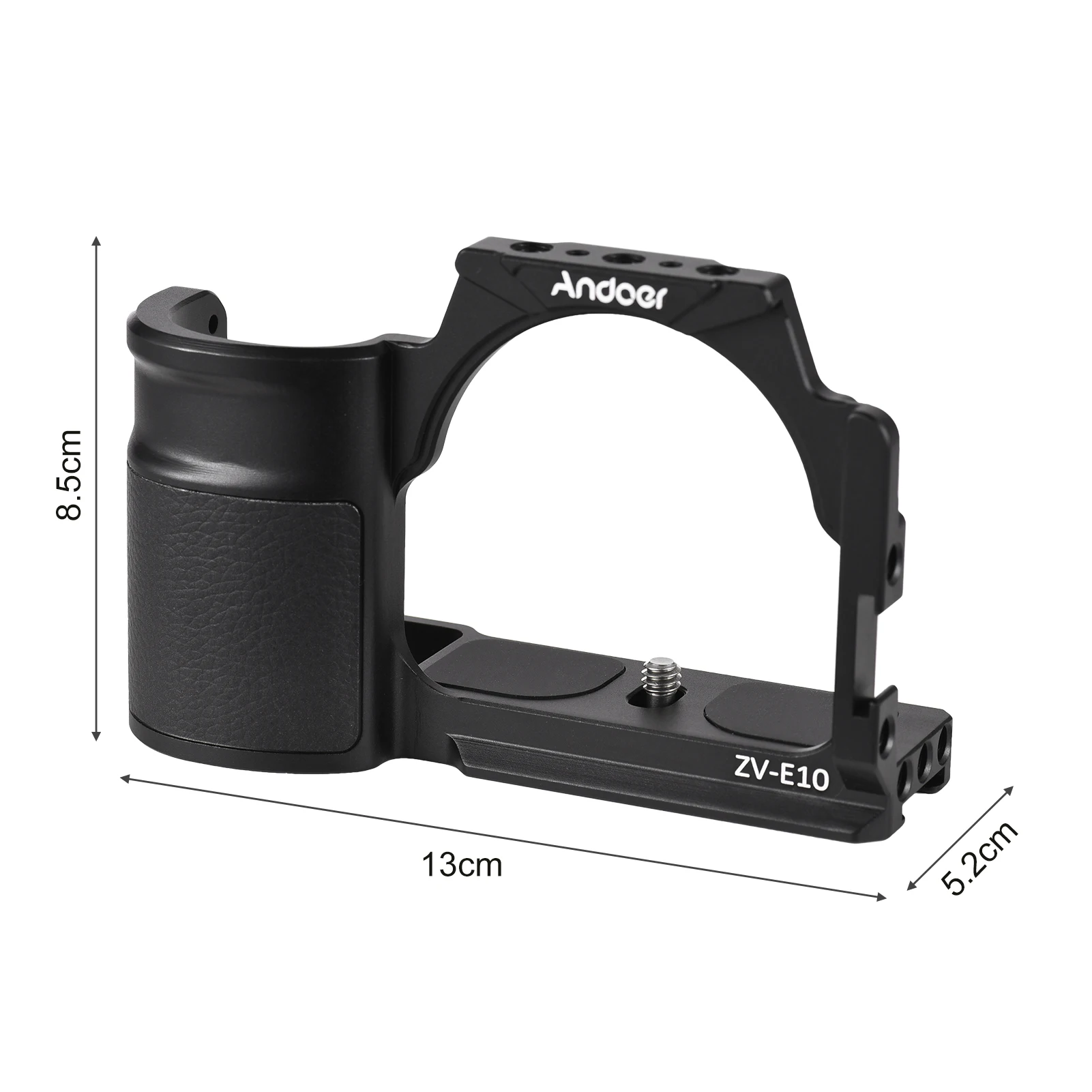 Andoer Camera Cage Aluminum Alloy Video Cage with Cold Shoe Mounts Numerous 1/4 Inch Threads for Sony ZV-E10 Vlog Camera