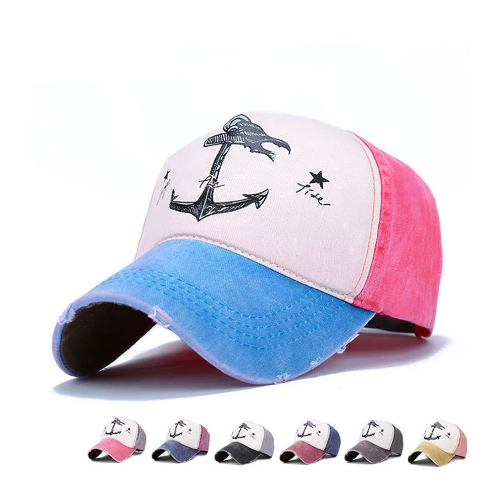Stile Vintage The Pirate Ships Anchor Printing Berretto Da Baseball Lavato Regolabile Anchor Hat Sailing Women Beach Gift Boating Yacht