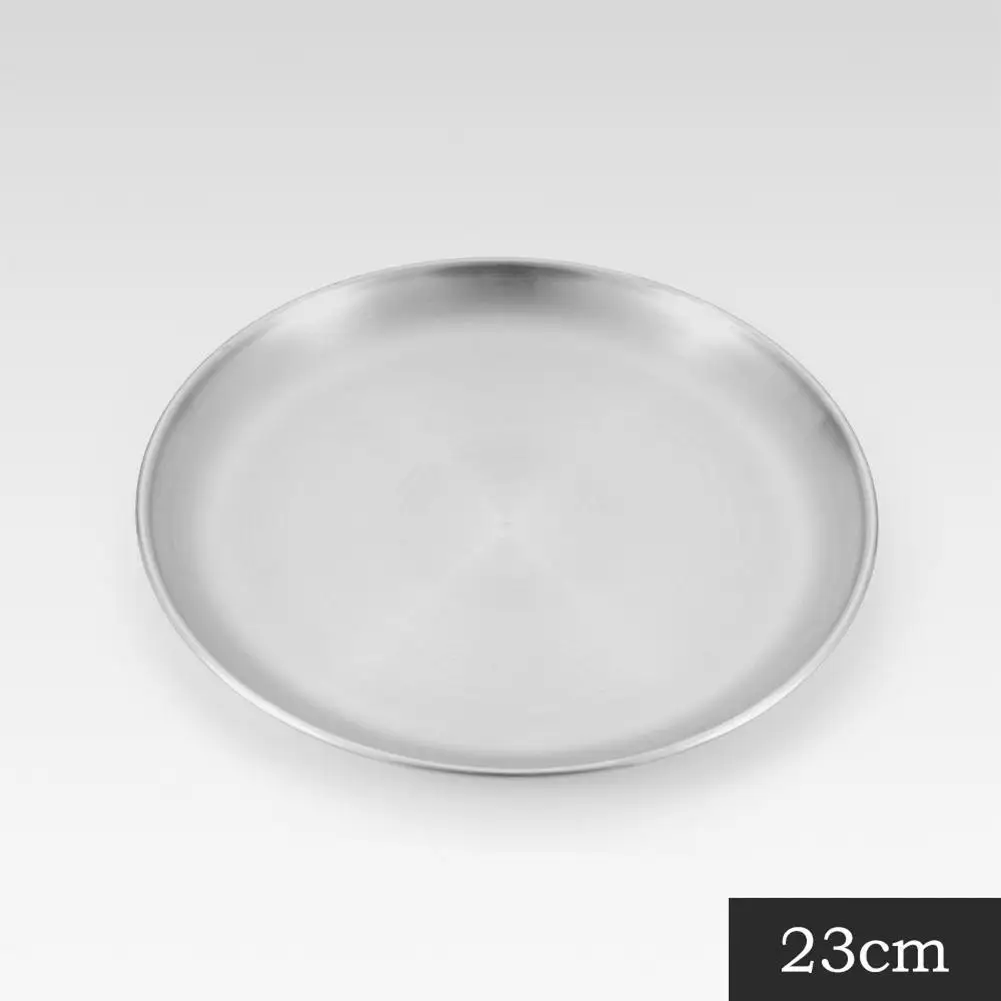 Stainless Steel Plates Dinner Plates Reusable Feeding Serving Tableware Portable Round Plates for Outdoor Camping Picnic BBQ