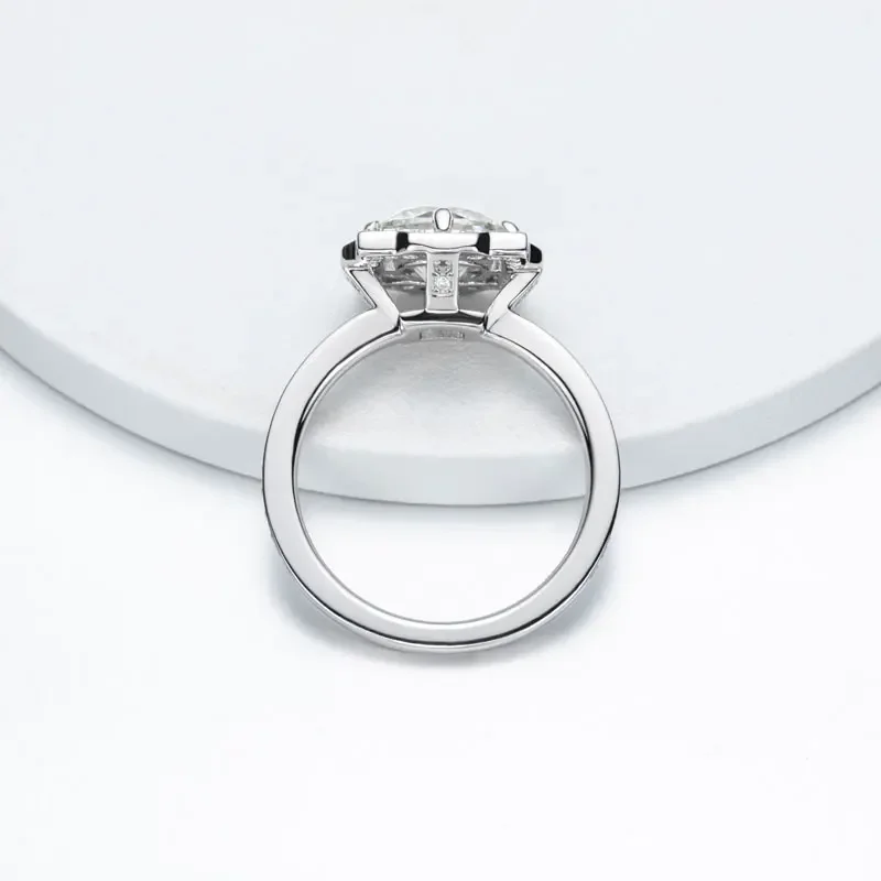 Total 2.5ct All Moissanite Engagement Rings For Women Anniversary Solid 925 Silver Round Cut VVS D Color GRA Certificate