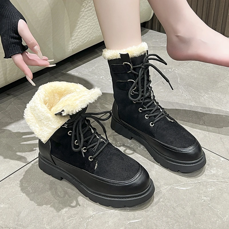 Suede Women's Boots 2023 New Winter Cold-proof and Warm Modern Boots Outdoor Casual Sports Plush Short Boots Zapatos De Mujer