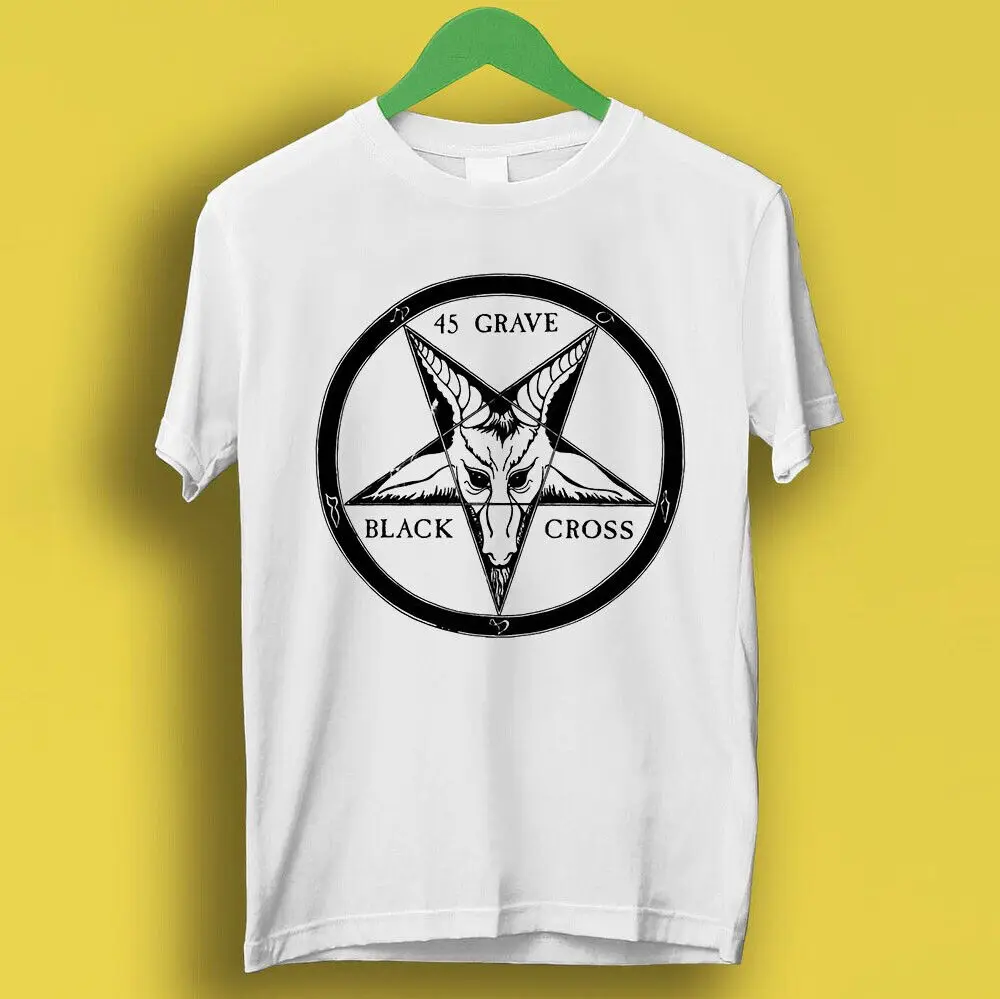

45 Grave Black Cross Punk Rock Retro Music Top Tee T Shirt P1884
