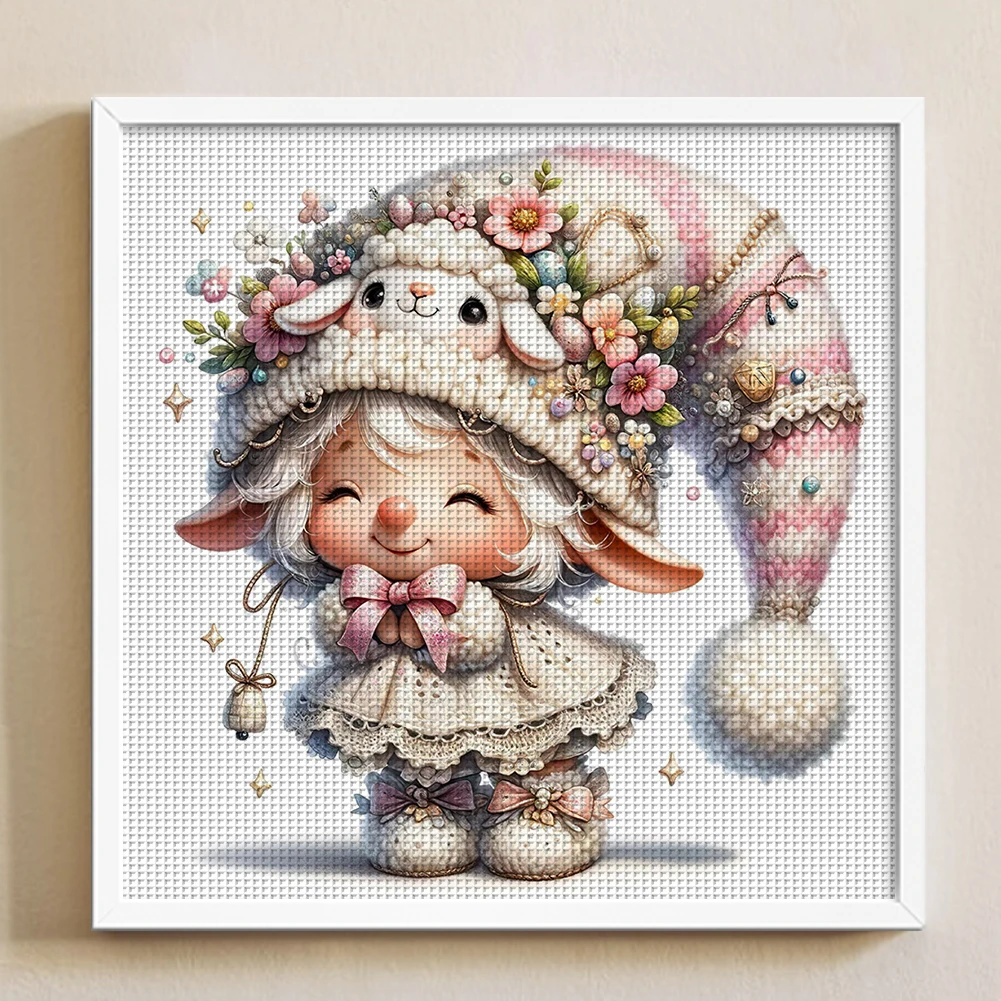Description Picture 6 of item50*50cm Print Big Ears Elf Cross Stitch Kit Partial Embroidery Eco-cotton Thread 14CT Diamond Embroidery Home Decor