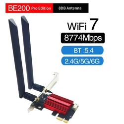 BE200 WIFI7 WLAN Card WiFi 5/6G Bluetoothcompatible5.4 PCIe WLAN Card WiFi Card TriBand 6G/5G/2.4G with 2 Antennas Drop Shipping