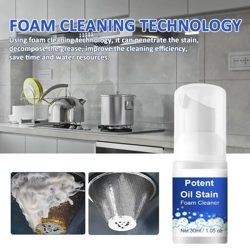 Bubble Cleaner Foam Spray 30ml All Purpose Rinse Cleaning Foam Oil Stain Remover Glass Stovetop Cleaner Cleaning Tool For Stoves