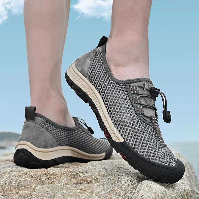 

Summer Casual Breathable Mesh Shoes Outdoor Lightweight Original Men's Sneakers 2023 Beach Vulcanized Shoes Zapatillas Hombre
