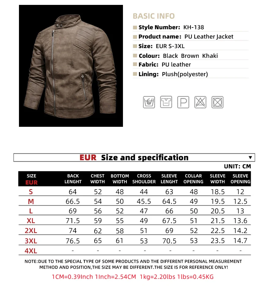 Men's Motorcycle Leather Jacket Fleece Fashion Stand Collar Slim Fit Zipper Trends Coat Autumn Winter Warm Faux Leather Outwear