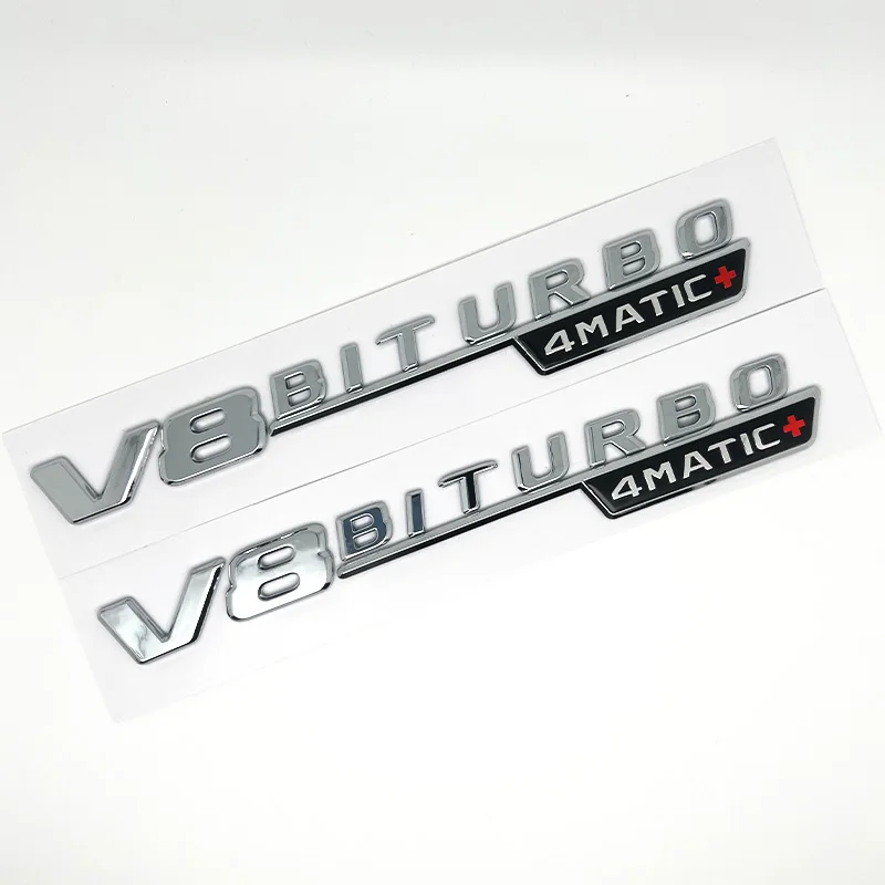 Premium Car Fender Side Emblem - V8 Biturbo 4matic Logo