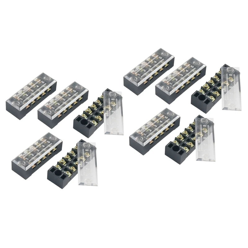 

10 Pcs Dual Row 5 Position Screw Terminal Strip 600V 15A