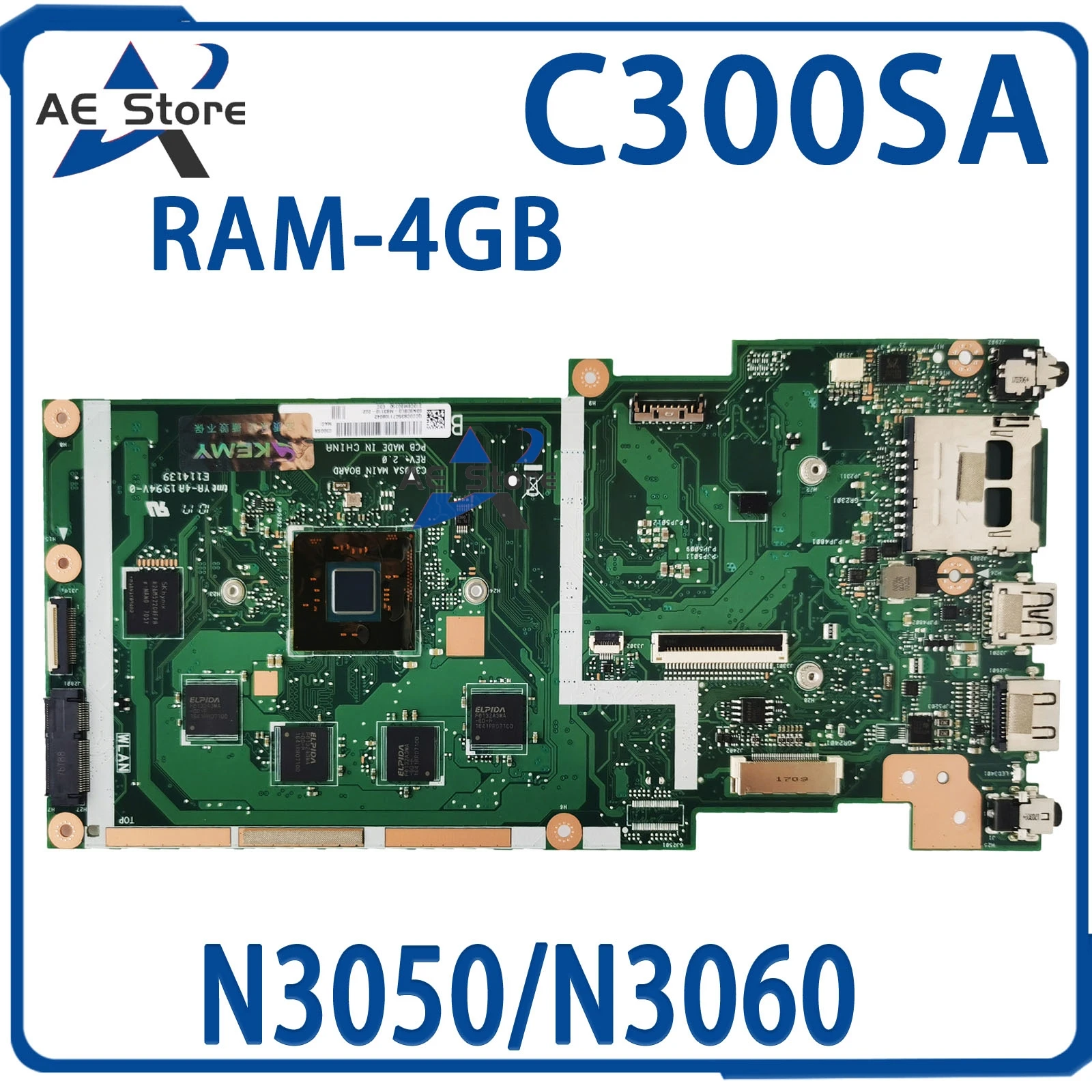 C300SA ноутбук, планшетофон, Chromebook C300 C300S, материнская плата для ноутбука N3050/N3060 4 ГБ/ОЗУ Материнская плата ASUS/32 ГБ/64 Гб/128 ГБ