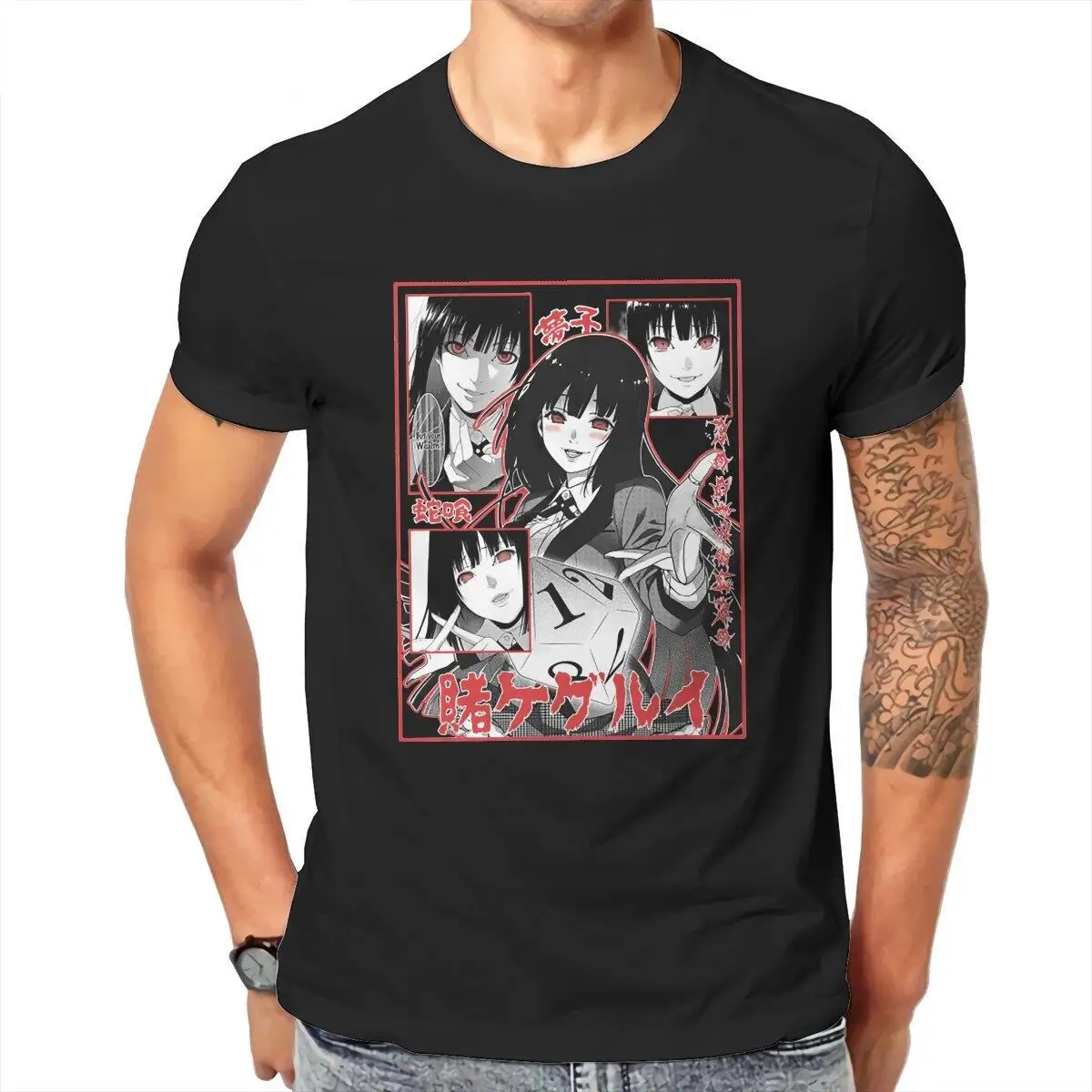 

Men T-Shirt Yumeko Jabami Kakegurui Funny 100% Cotton Tee Shirt Short Sleeve Anime T Shirt Round Collar Tops Unique