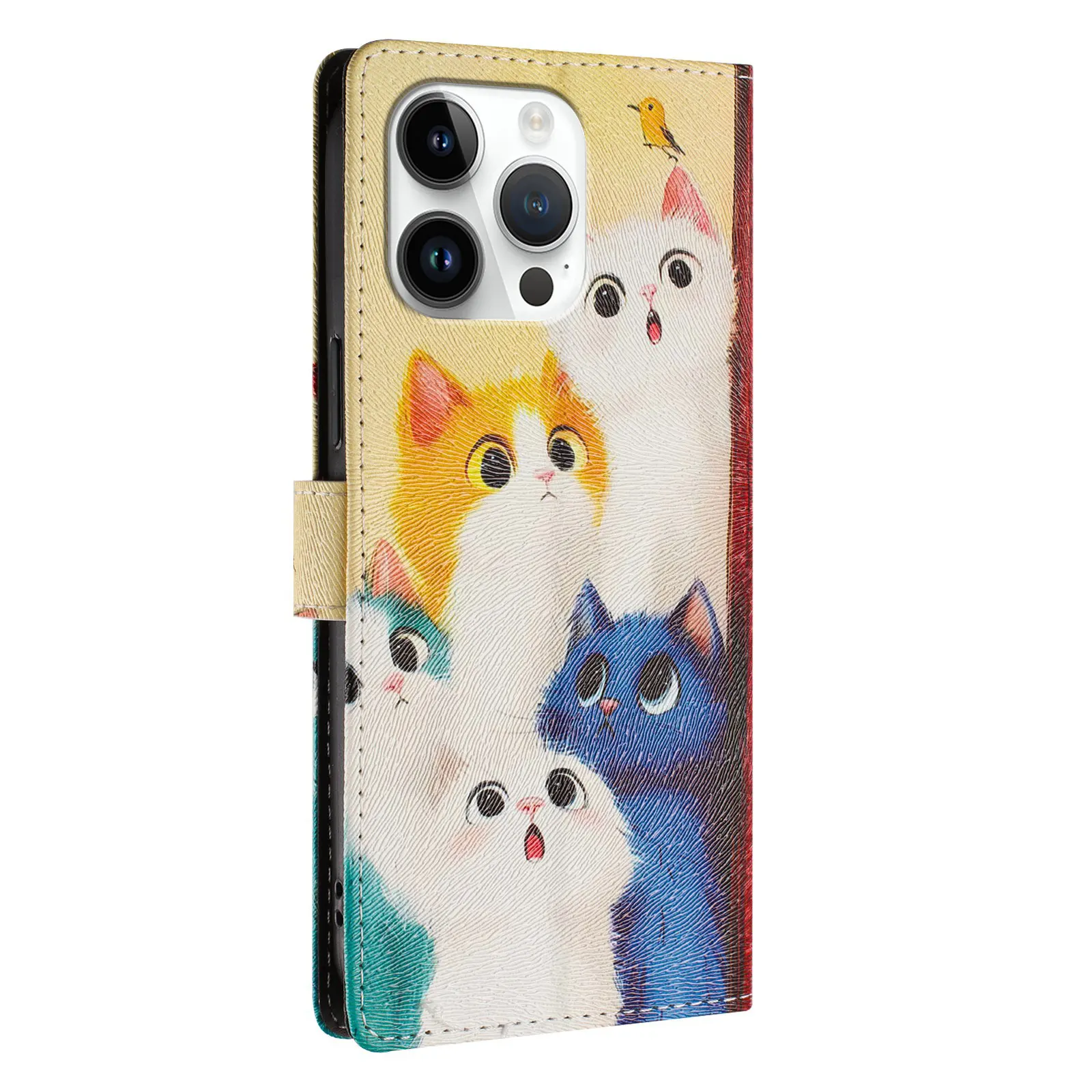 Cute Cat Flower Leather Flip Phone Case Cover