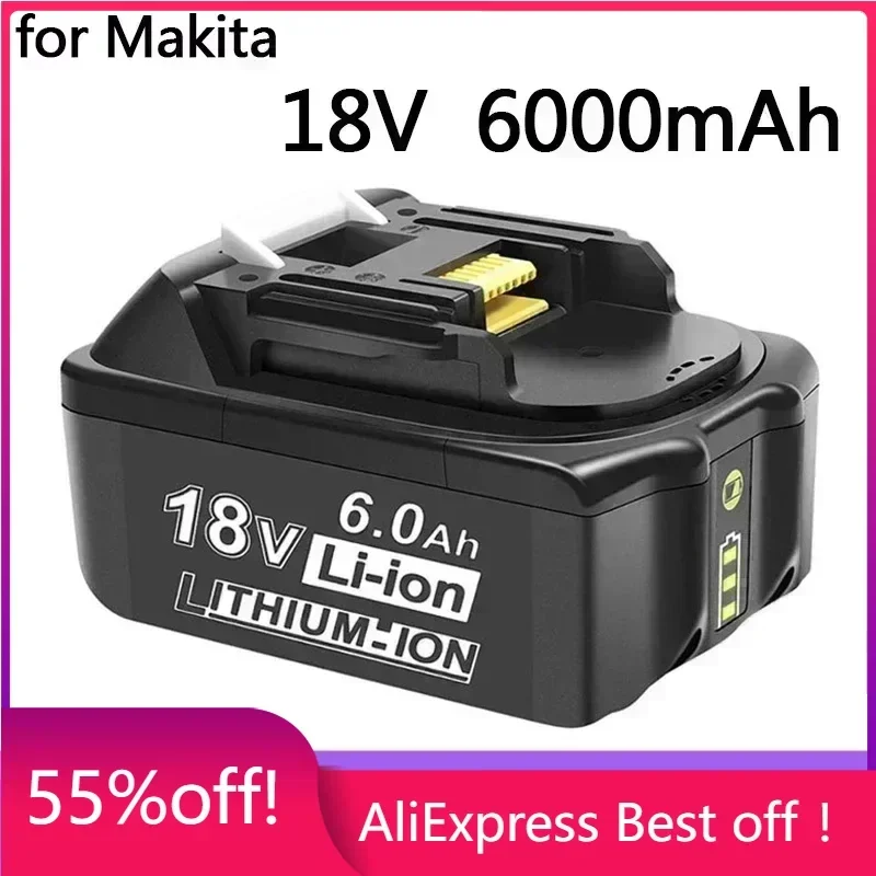 

100% Original For Makita 18V 6000mAh Rechargeable Power Tools Battery with LED Li-ion Replacement LXT BL1860B BL1860 BL1850