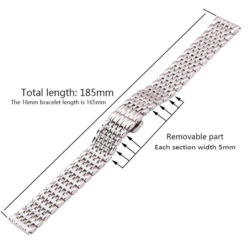 Stainless Steel Smartwatch Bracelet Band - Unisex, Solid Strap