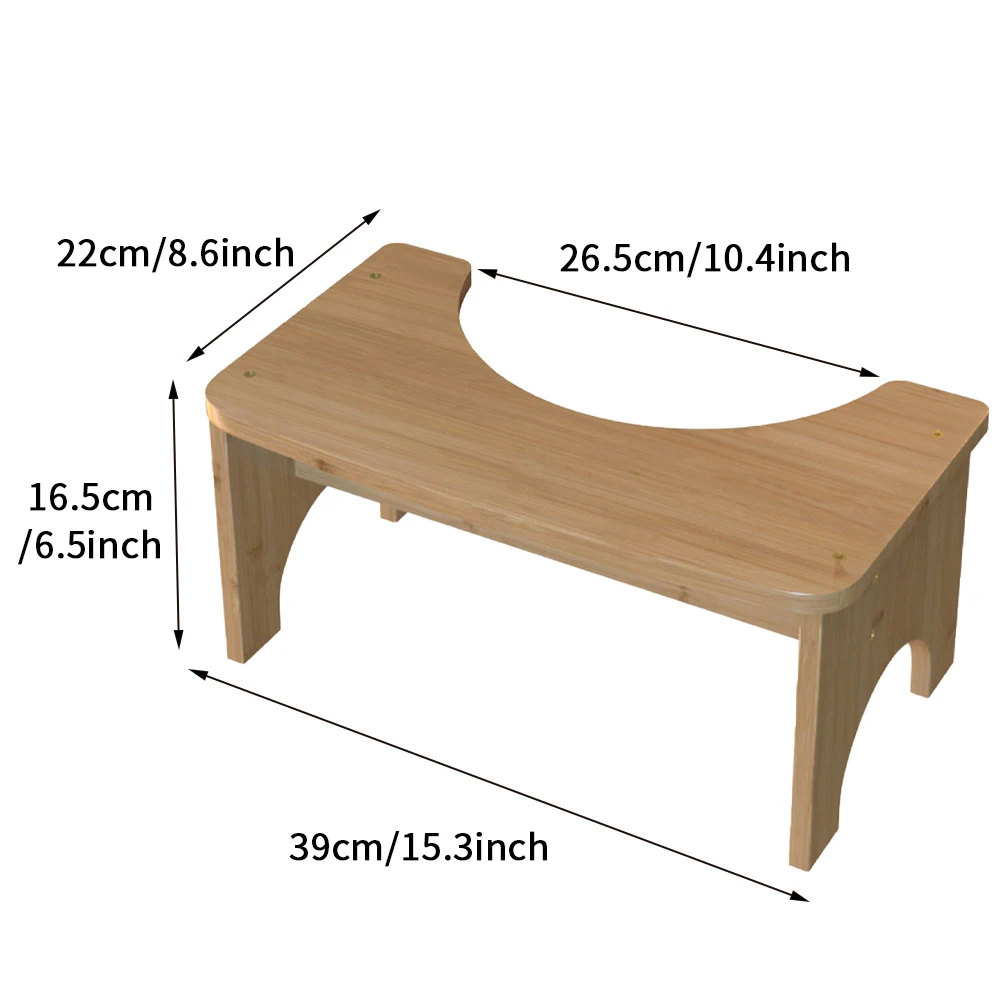 For Pooping Wear Resistant Comfortable Heavy Duty Children Adult Bamboo Toilet Stool C Shape Furniture Non-Slip Practical