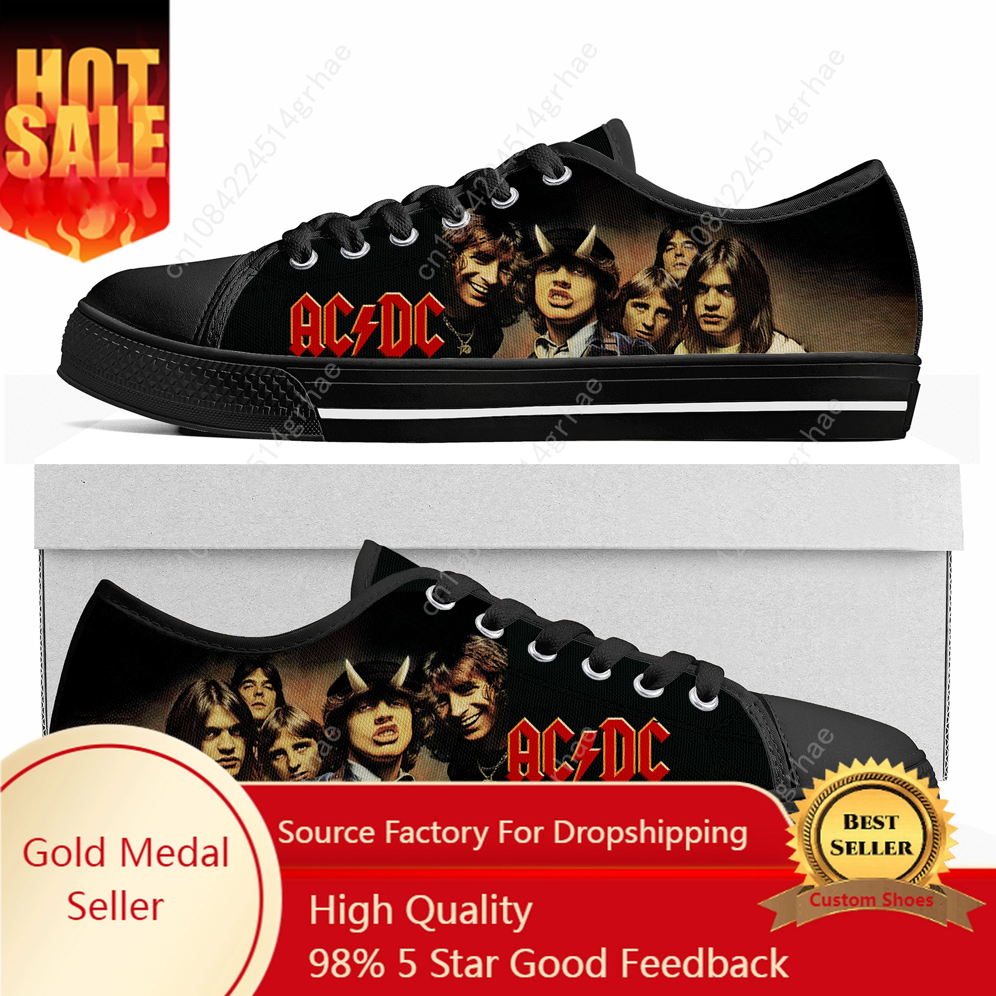 

A-AC Rock Band D-DC Low Top Sneakers Mens Womens Teenager High Quality Canvas Sneaker Casual Couple Shoes Custom Made Shoe Black