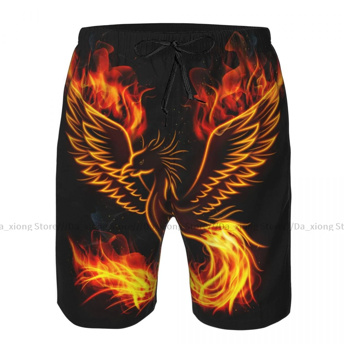 

Мужские пляжные шорты для плавания, шорты для серфинга с огненным Фениксом и птицами, спортивные шорты для доски, одежда для плавания