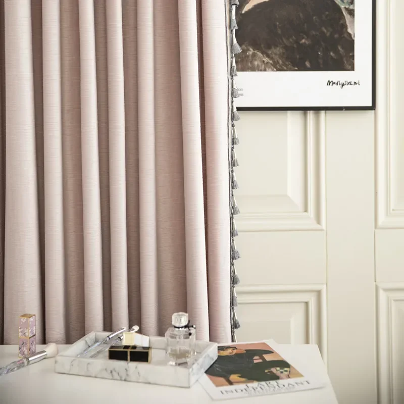 thumbnail image 1 of Modern Curtains for Living Room Bedroom Dining Luxury Transverse Process Curtain Finished Custom Dirty Nude Pink Macrame Curtain, 1 of 5
