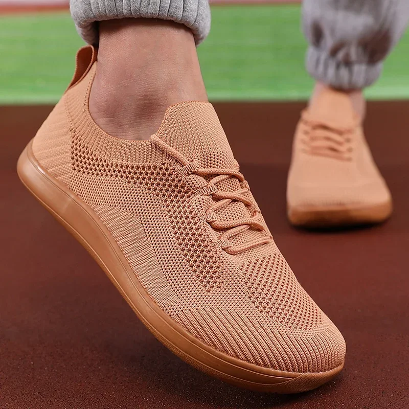 Men's Lightweight Breathable Mesh Barefoot Sneakers - Non-Slip, Fashionable Lace-Up Shoes