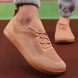 Men's Lightweight Breathable Mesh Barefoot Sneakers - Non - Slip, Fashionable Lace - Up Shoes - 45 (Khaki)